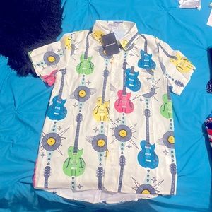 Nice music button up short sleeve shirt (small)